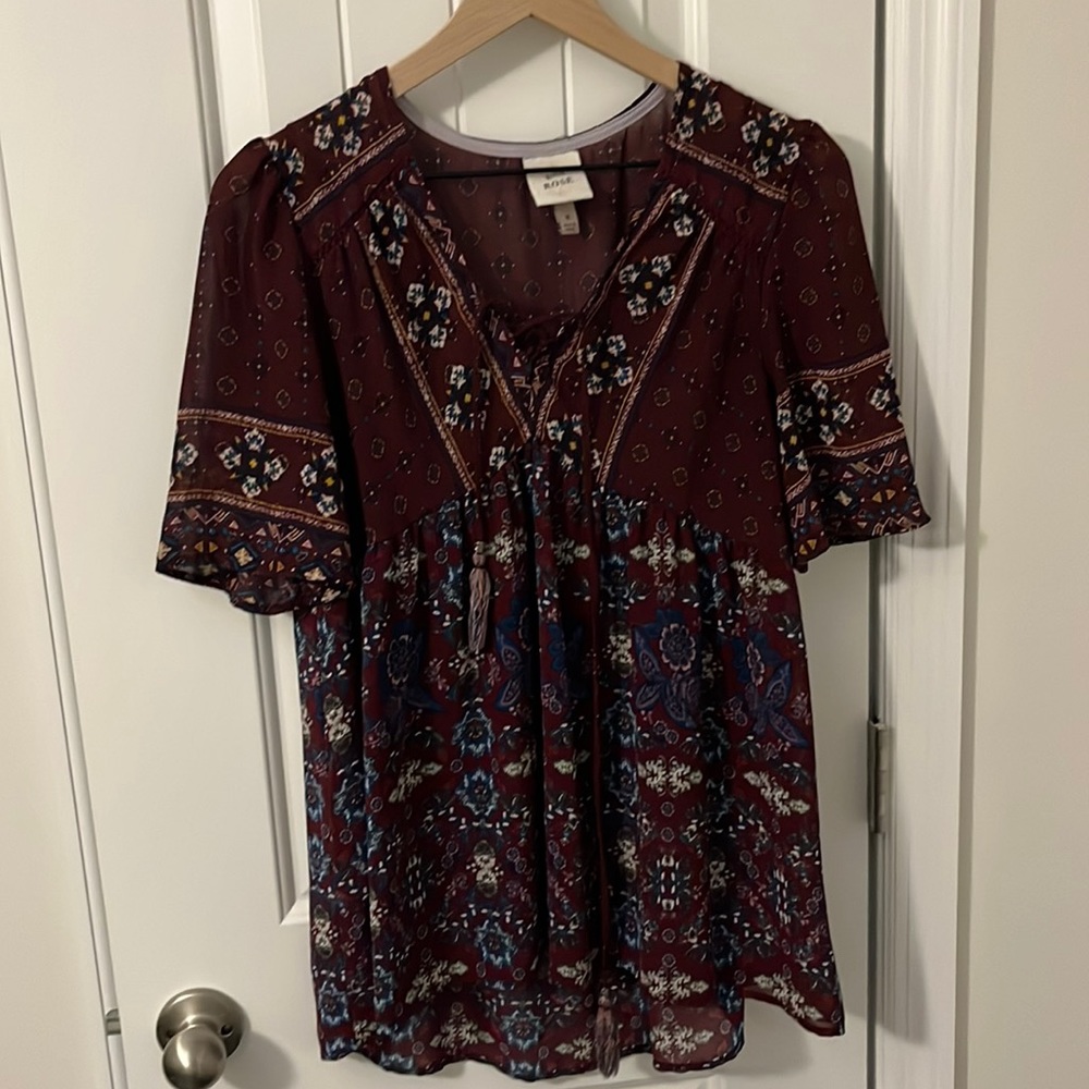 Knox rose size medium blouse with tassels